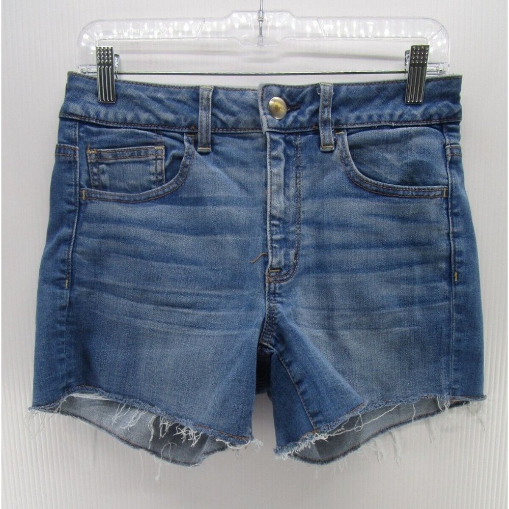 American Eagle Shorts 8 Hi-Rise Shortie Stretch Raw Hem AEO Denim